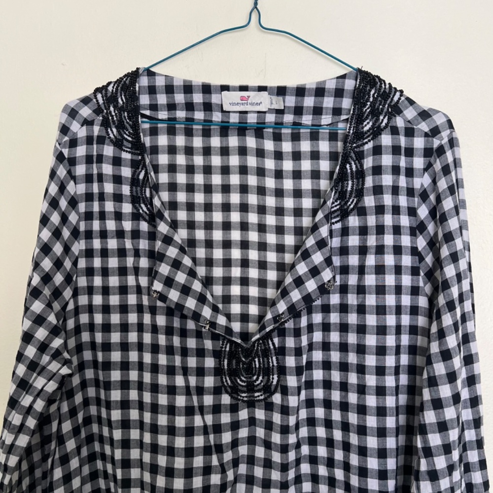 Vineyard Vines Embellished Gingham Cover-Up Style 2C0151 Size L - Picture 6 of 15